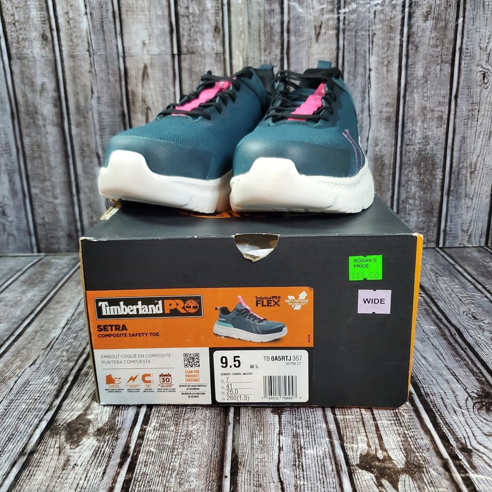 Timberland PRO Womem's Setra Composite Safety Toe Work Shoes Teal Pink Size 9.5W